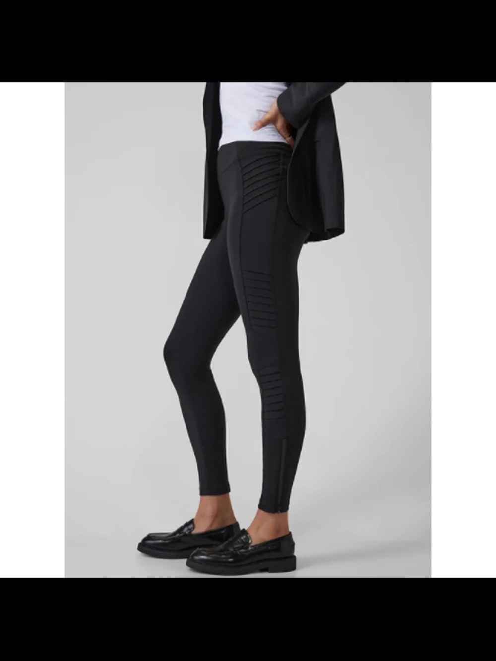 Athleta Delancey Moto Tight Leggings Black Size M GUC